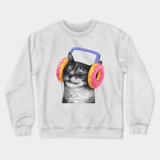 Cat with headphones Crewneck Sweatshirt